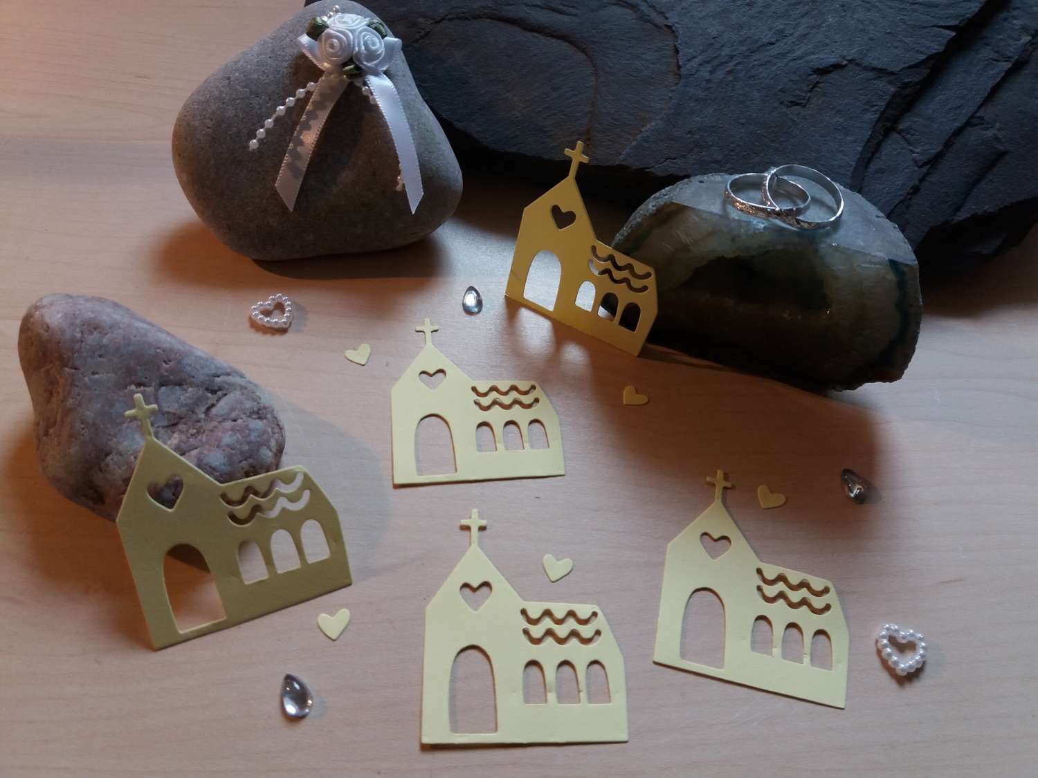 Church shaped Card Craft x 5 Lemon Die-cut Toppers Embellishments Church shaped Card Craft x 5 Lemon Die-cut Toppers Embellishments