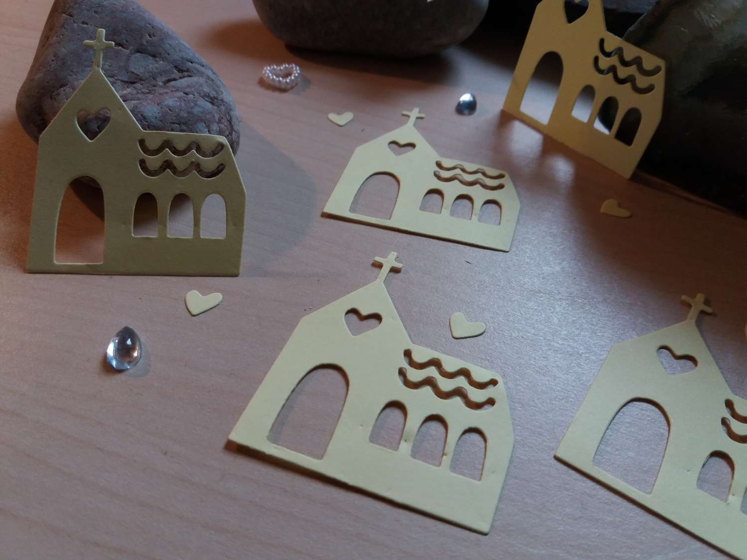 Church shaped Card Craft x 5 Lemon Die-cut Toppers Embellishments Church shaped Card Craft x 5 Lemon Die-cut Toppers Embellishments