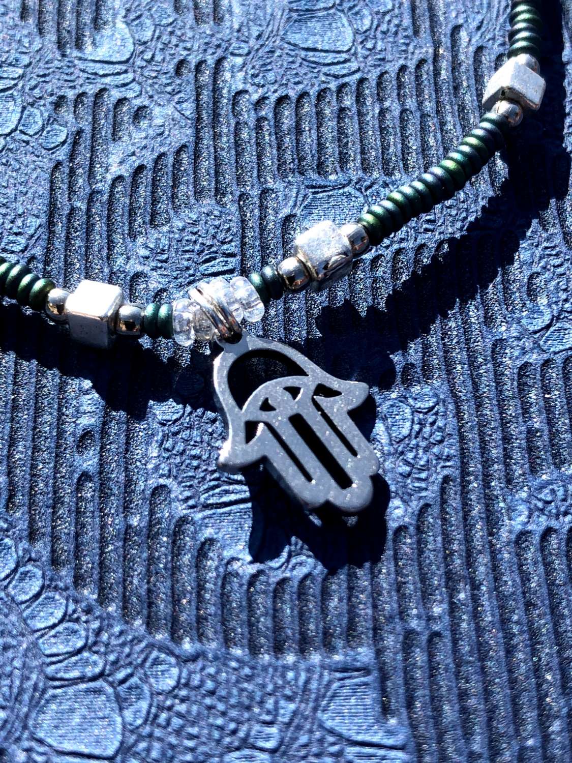 Hamsa hand charm seed bracelet Hamsa hand charm seed bracelet