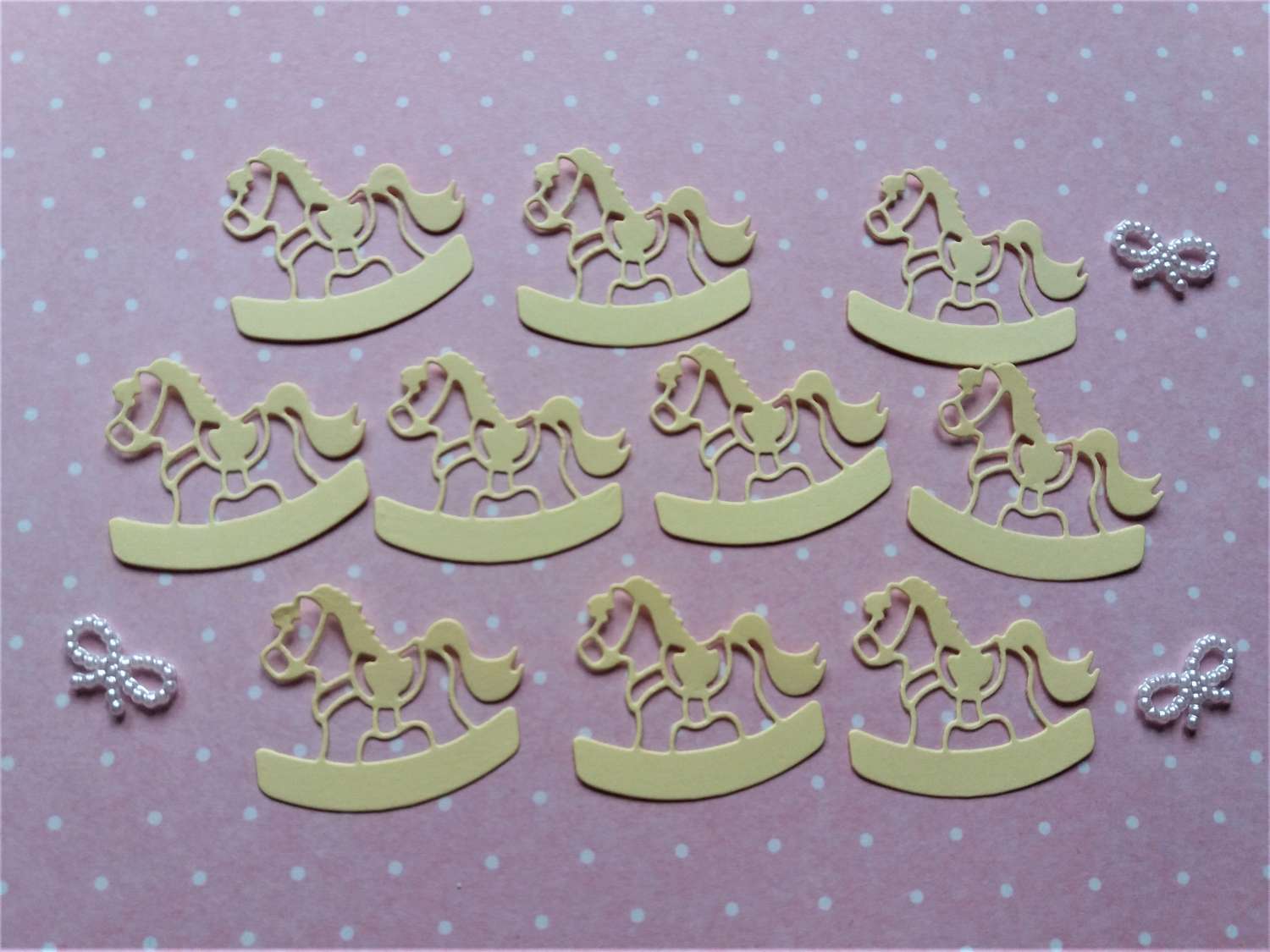 Rocking Horses Card Craft x 10 Lemon Die-cut Toppers Embellishments Rocking Horses Card Craft x 10 Lemon Die-cut Toppers Embellishments