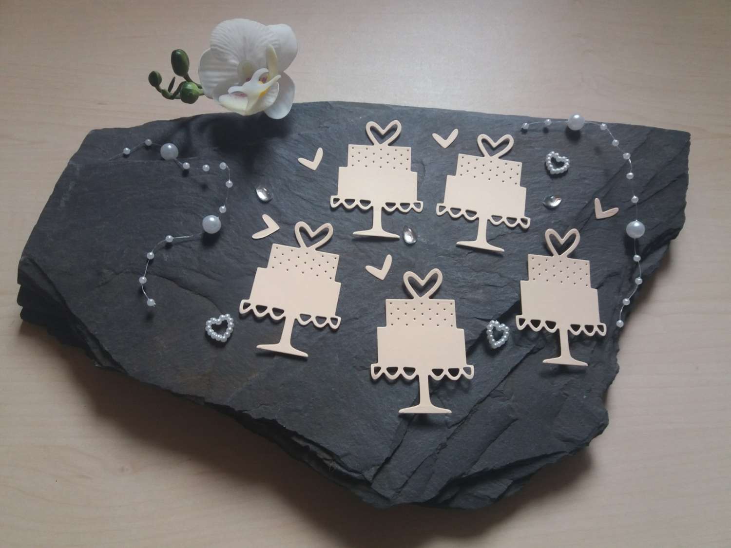 Wedding Cake Card Craft x 5 Peach Die-cut Toppers Embellishments Wedding Cake Card Craft x 5 Peach Die-cut Toppers Embellishments