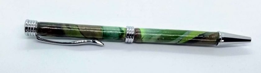 Camouflage OOAK Hand made ballpoint pen in marbled khaki green shades 4