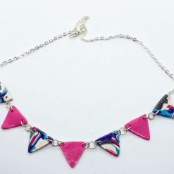 Ooak Bunting necklace in turquoise, white and pink