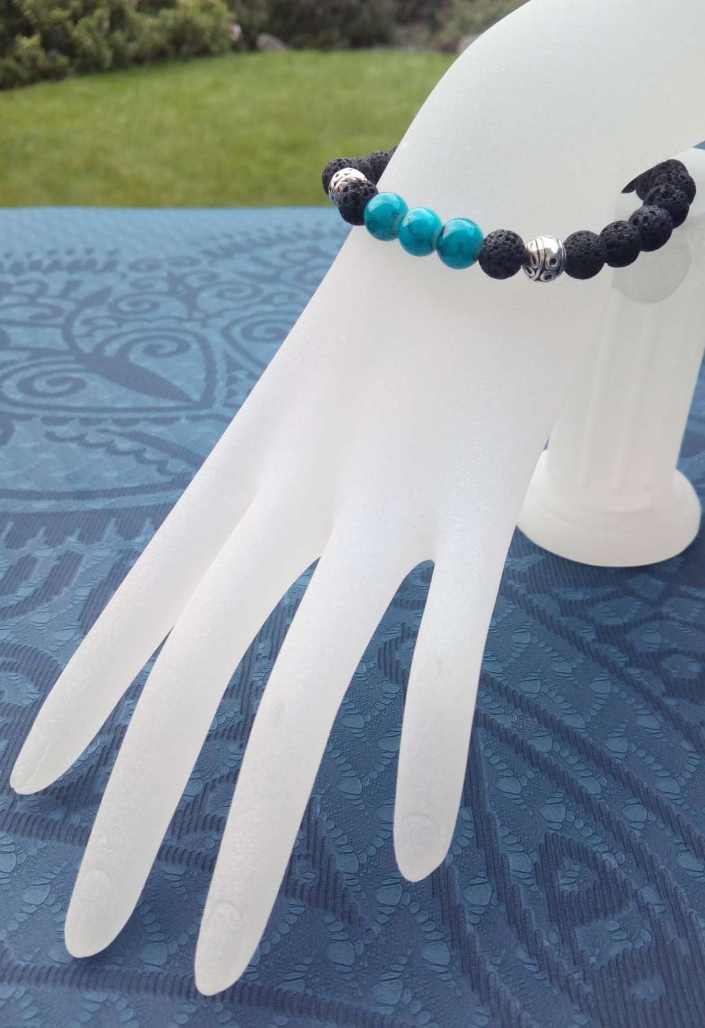 Lava and blue chakra bead bracelet Lava and blue chakra bead bracelet