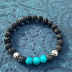 Lava and blue chakra bead bracelet