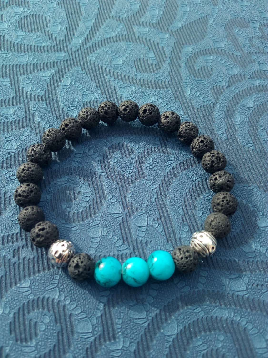 Lava and blue chakra bead bracelet Lava and blue chakra bead bracelet