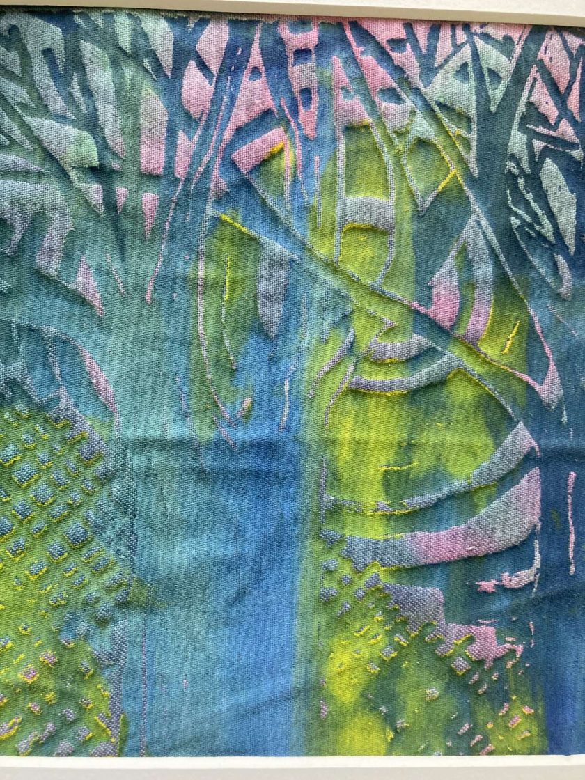 'sun set' - Original screen print textile art / free p.p