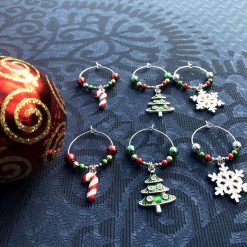 A set of 6 Christmas Wine Glass Charms 1 A set of 6 Christmas Wine Glass Charms 1