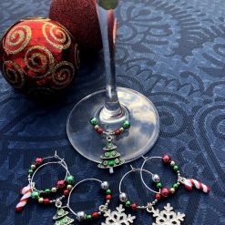 A set of 6 Christmas Wine Glass Charms